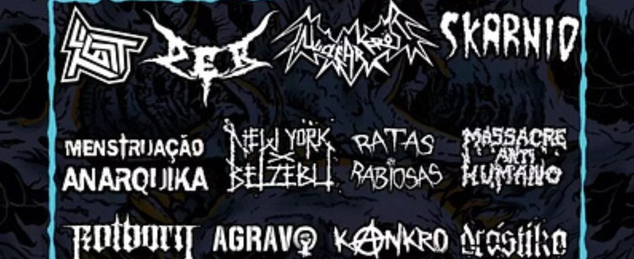 Cartaz de festival com Test, Skarnio e outras bandas