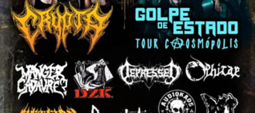 Cartaz com Crypta, Golpe de Estado, Manger Cadavre? e DZK